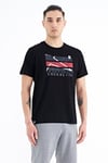 Siyah Yazı Baskılı O Yaka Standart Kalıp Erkek T-shirt - 88201