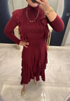 Bordo Etekli Takım Fırfırlı