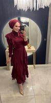 Bordo Etekli Takım Fırfırlı