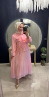 Büzgülü Etekli Takım Pembe