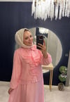 Büzgülü Etekli Takım Pembe