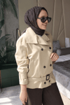 Camel Trench Çift Düğme
