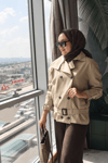 Camel Trench Çift Düğme