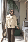 Camel Trench Çift Düğme
