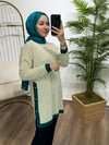 Çizgili Çelik Örme Tunik Bej