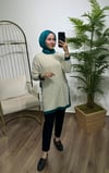 Çizgili Çelik Örme Tunik Bej