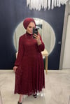 Dantel Elbise Bordo
