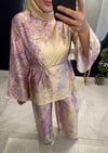 Desenli Saten Takım Sarı
