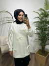Fiyonklu Sweatshirt Beyaz
