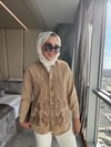 İşlemeli Kot Ceket Camel