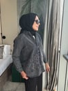 İşlemeli Kot Ceket Füme