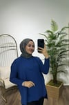 Kol Ribanalı Triko Tunik Saks Mavi
