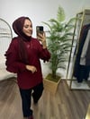 Kolu Volanlı Sweatshirt Bordo