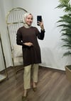 Merserize Triko Tunik Kahverengi