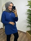 Merserize Triko Tunik Saks Mavi