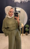 Şal Yaka Ham Keten Takım Haki