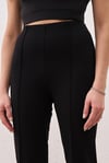 Yırtmaçlı Çelik Örme Pantolon Siyah