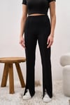 Yırtmaçlı Çelik Örme Pantolon Siyah