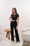 Yırtmaçlı Çelik Örme Pantolon Siyah