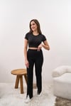 Yırtmaçlı Çelik Örme Pantolon Siyah