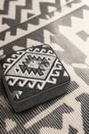Carpet Gri Kilim Desenli Dikdörtgen Puf