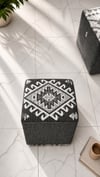 Carpet Gri Kilim Desenli Dikdörtgen Puf