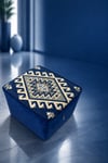 Carpet Mavi Kilim Desenli Dikdörtgen Puf