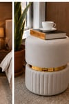 Lina Modern Spor Dikişli Gold Detaylı Puf