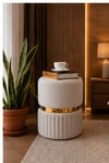 Lina Modern Spor Dikişli Gold Detaylı Puf