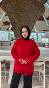 Dantelli kazak kırmızı 