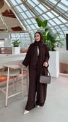 Ferah abaya takım kahve 