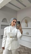 Fularlı ceket beyaz 