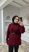 Işıltılı kazak bordo