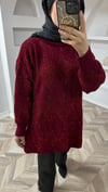 Işıltılı kazak bordo