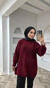 Işıltılı kazak bordo