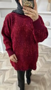 Işıltılı kazak bordo