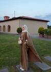 Pelerinli eşofman takıl açık kahve 