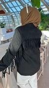 Zra püsküllü ceket süet siyah 