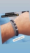 Oksitli Örgülü ve Top İşlemeli Obsidyen Taşlı İkili Bileklik Set