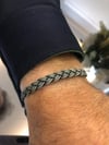Oksitli Saç Örgülü Gümüş Erkek Bileklik