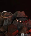 Oksitli Top İşlemeli ve Obsidyen Taşlı Gümüş İkili Bileklik Set