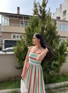  ÇİZGİLİ ASKILI ÖRME ELBİSE YEŞİL 
