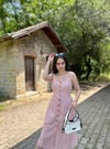 DÜĞMELİ İP ASKILI ELBİSE