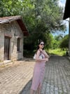 DÜĞMELİ İP ASKILI ELBİSE