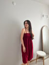 İP ASKILI ELBİSE - BORDO