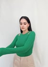 KAŞKORSE OMUZ DETAYLI YEŞİL BLUZ