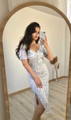 KISA KOLLU ÇİÇEK DESEN ELBİSE