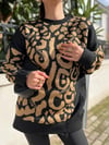 LEOPAR DESEN YIRTIK DETAY KAZAK