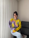 LİLA SARI ÇİÇEKLİ KAZAK