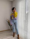 LİLA SARI ÇİÇEKLİ KAZAK